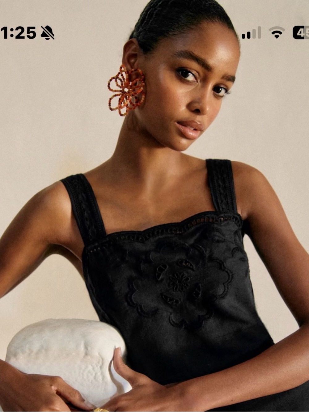 Sezane Marga Blouse Black Embroidered Square-Neck Tank